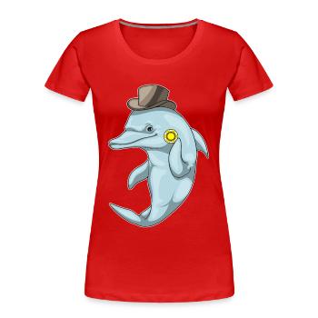 Dolphin Poker Jetons de Poker - T-shirt bio Premium Femme - rouge - Devant - Mia (176cm)