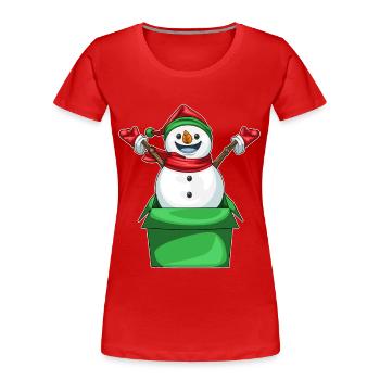 Boîte en carton de Noël Snowman - T-shirt bio Premium Femme - rouge - Devant - Mia (176cm)