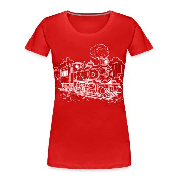 Locomotive à vapeur - T-shirt bio Premium Femme - rouge - Devant - Mia (176cm)