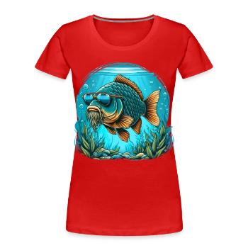 Carp with sunglasses - Women's Premium Organic T-Shirt - red - Front - Mia (176cm)