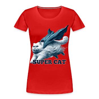Super Cat Persian White Persian Cat Gift - Women's Premium Organic T-Shirt - red - Front - Mia (176cm)