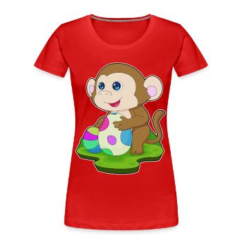 Affe Ostern Ostereier - Frauen Premium Bio T-Shirt - Rot - Vorne - Mia (176cm)