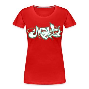 Le mot vert fait des graffitis - T-shirt bio Premium Femme - rouge - Devant - Mia (176cm)