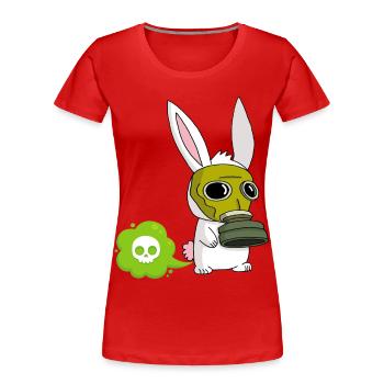 Lapin mignon qui pète - T-shirt bio Premium Femme - rouge - Devant - Mia (176cm)