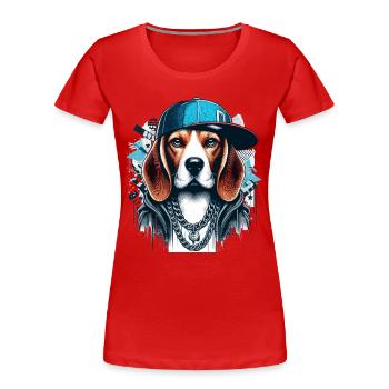 Beagle Gangsta Hund Cappy Geschenk - Frauen Premium Bio T-Shirt - Rot - Vorne - Mia (176cm)