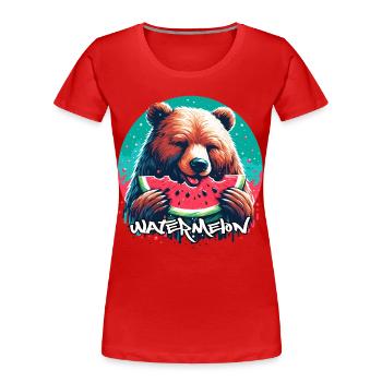 Watermelon Bear Yummy Gift - Women's Premium Organic T-Shirt - red - Front - Mia (176cm)