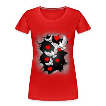 Colombe de la Paix Cœur Paix Paix Mondiale Paix - T-shirt bio Premium Femme - rouge - Devant - Mia (176cm)