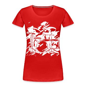 Schlagzeug - Frauen Premium Bio T-Shirt - Rot - Vorne - Mia (176cm)