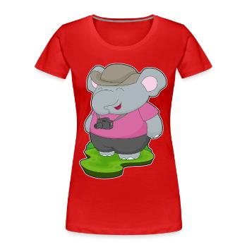 Elephant Photographer Camera - Women's Premium Organic T-Shirt - red - Front - Mia (176cm)