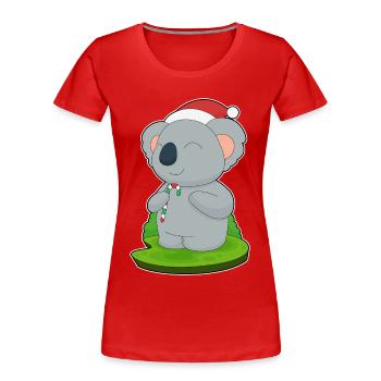 Koala Christmas Candy Cane - Women's Premium Organic T-Shirt - red - Front - Mia (176cm)