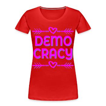 DEMOKRATIE, FREIHEIT, INKLUSION - Frauen Premium Bio T-Shirt - Rot - Vorne - Mia (176cm)
