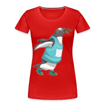 Pinguin Jogger Joggen Sport - Frauen Premium Bio T-Shirt - Rot - Vorne - Mia (176cm)