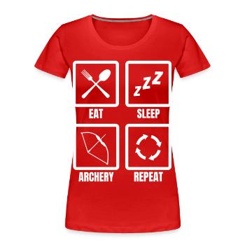 Manger Dormir Tir à l’arc Répéter - T-shirt bio Premium Femme - rouge - Devant - Mia (176cm)