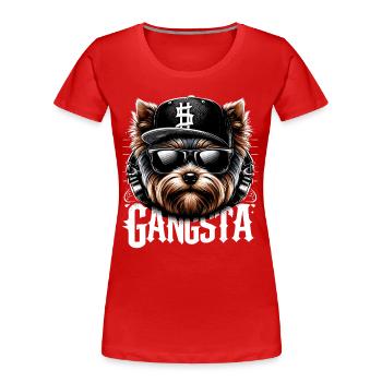 Yorkshire Terrier Yorkie Gangsta Gangster chien Ges - T-shirt bio Premium Femme - rouge - Devant - Mia (176cm)
