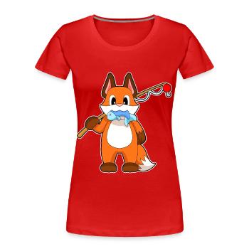 Fox Angler Fish Fishing - Women's Premium Organic T-Shirt - red - Front - Mia (176cm)