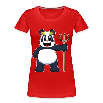 Panda Halloween Diable - T-shirt bio Premium Femme - rouge - Devant - Mia (176cm)