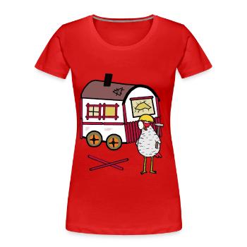 Bauwagen Handwerker Huhn Werkzeug Timyhaus - Frauen Premium Bio T-Shirt - Rot - Vorne - Mia (176cm)