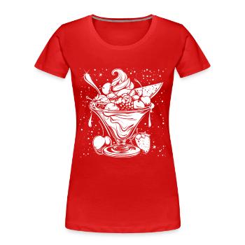 Dessin de coupe glacée - T-shirt bio Premium Femme - rouge - Devant - Mia (176cm)