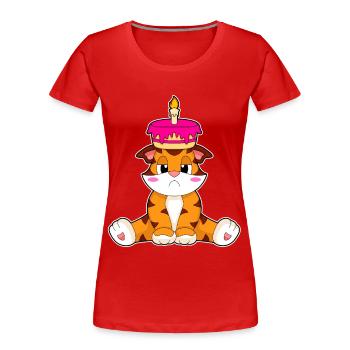 Tiger Geburtstag Kuchen  - Frauen Premium Bio T-Shirt - Rot - Vorne - Mia (176cm)
