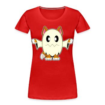 Katze Halloween Geist - Frauen Premium Bio T-Shirt - Rot - Vorne - Mia (176cm)