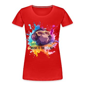 Musik ist der Monkey Wortwitz - Frauen Premium Bio T-Shirt - Rot - Vorne - Mia (176cm)