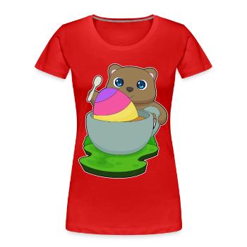Bär Ostern Tasse - Frauen Premium Bio T-Shirt - Rot - Vorne - Mia (176cm)