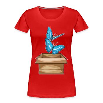 Carton papillon - T-shirt bio Premium Femme - rouge - Devant - Mia (176cm)