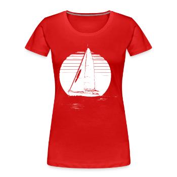 Dessin de voilier - T-shirt bio Premium Femme - rouge - Devant - Mia (176cm)