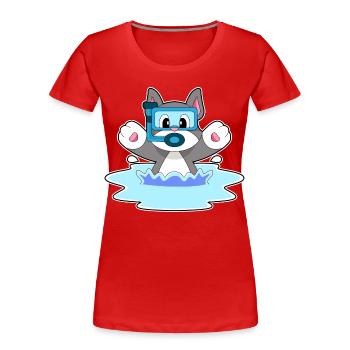Katze Taucher Schnorchel Tauchen - Frauen Premium Bio T-Shirt - Rot - Vorne - Mia (176cm)