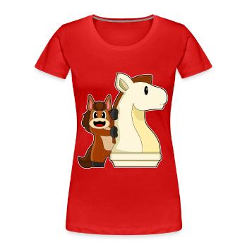 Pferd Schachfigur Springer Schach - Frauen Premium Bio T-Shirt - Rot - Vorne - Mia (176cm)