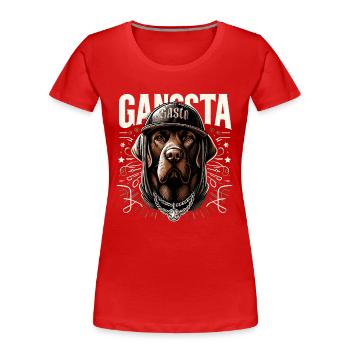 Cadeau de chien Gangsta Gangster Labrador brun - T-shirt bio Premium Femme - rouge - Devant - Mia (176cm)