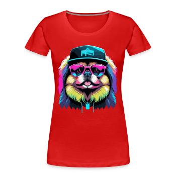 Pekingese Cyber Gangster Löwenhund Hund Geschenk - Frauen Premium Bio T-Shirt - Rot - Vorne - Mia (176cm)