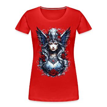 Valkyrie mit Raben Rosen Wikinger - Frauen Premium Bio T-Shirt - Rot - Vorne - Mia (176cm)