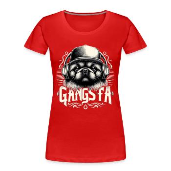 Cadeau de chien pékinois Gangsta Gangster Lionhound - T-shirt bio Premium Femme - rouge - Devant - Mia (176cm)
