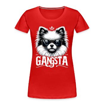 Petit cadeau de chien Spitz Gangsta Gangster - T-shirt bio Premium Femme - rouge - Devant - Mia (176cm)