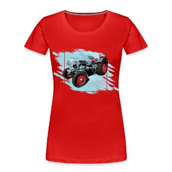 Der Tiger EM 235 - Frauen Premium Bio T-Shirt - Rot - Vorne - Mia (176cm)