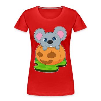 Mouse Halloween Pumpkin - Women's Premium Organic T-Shirt - red - Front - Mia (176cm)