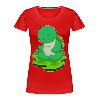 Tortoise Yoga Fitness Meditation - Women's Premium Organic T-Shirt - red - Front - Mia (176cm)