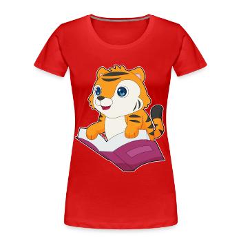 Tiger Book - Women's Premium Organic T-Shirt - red - Front - Mia (176cm)