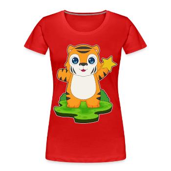 Tiger Star - Women's Premium Organic T-Shirt - red - Front - Mia (176cm)