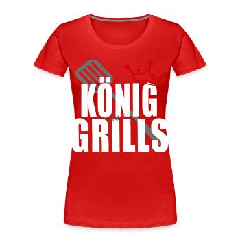 King of the Grill Couverts Crown Gill - T-shirt bio Premium Femme - rouge - Devant - Mia (176cm)
