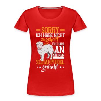 An Schafpudel gedacht Altdeutscher Hütehund - Frauen Premium Bio T-Shirt - Rot - Vorne - Mia (176cm)