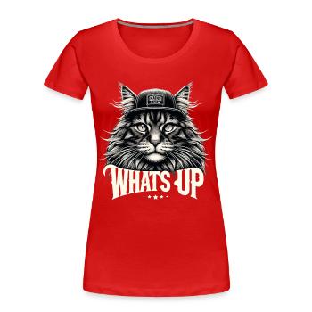Maine Coon Cat Cool What's Up Gift - Women's Premium Organic T-Shirt - red - Front - Mia (176cm)
