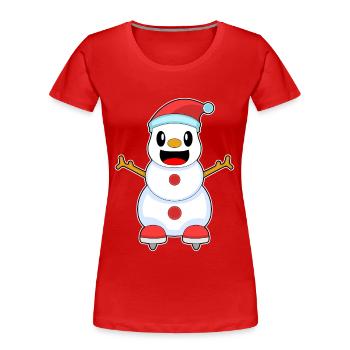 Schneemann Weihnachten Eislaufen - Women's Premium Organic T-Shirt - red - Front - Mia (176cm)