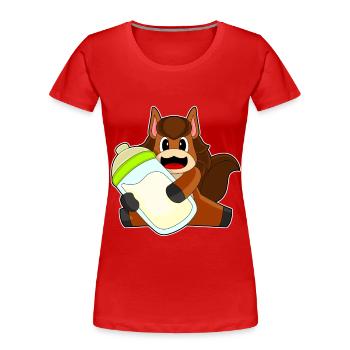 Pferd Babyflasche Milch - Frauen Premium Bio T-Shirt - Rot - Vorne - Mia (176cm)