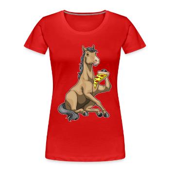 Pferd Pizza - Frauen Premium Bio T-Shirt - Rot - Vorne - Mia (176cm)