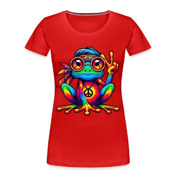 Hippie Frog 70s 1970s 60s Party - Women's Premium Organic T-Shirt - red - Front - Mia (176cm)