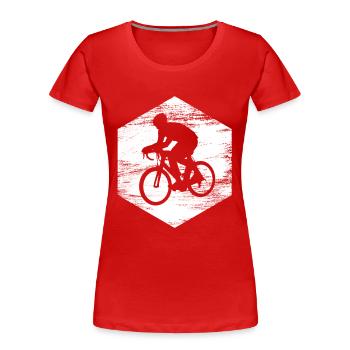 Radfahrer Zeichnung - Frauen Premium Bio T-Shirt - Rot - Vorne - Mia (176cm)