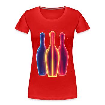 Bowling des années 90 - T-shirt bio Premium Femme - rouge - Devant - Mia (176cm)