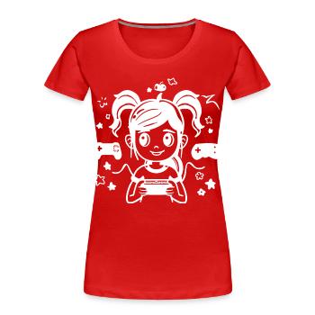 Gaming Girl Cartoon - Frauen Premium Bio T-Shirt - Rot - Vorne - Mia (176cm)